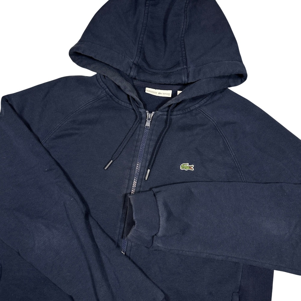 Lacoste Sport Mens Navy Blue Full Zip Hoodie Sweatshirt Size 42 L